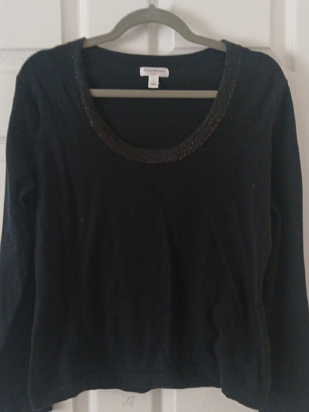Isaac Mizrahi Black Sweater with Subtle Metallic Trim